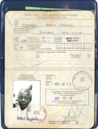 Nelson Manderla's first South African passport 1990