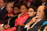 Graca Machel and George Bizos attend a Nelson Mandela Foundation event