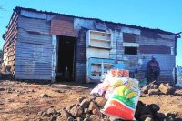 Food parcels outside a house in Pongola