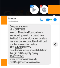 screenshot of scam invoking Nelson Mandela's name