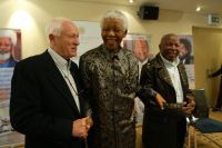 Jurgen Schadeberg with Nelson Mandela and Alf Khumalo