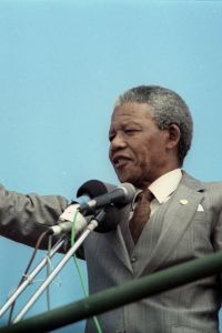 Nelson Mandela addressing a crowd