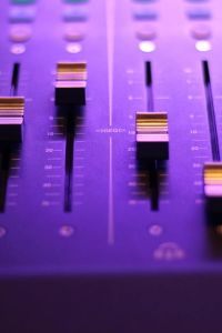 Close up of audio mixer