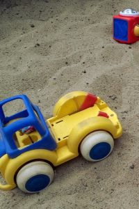 Toys in a sandpit