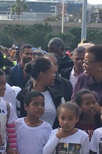Graca  Machel Surrounded By Walkers At  Grand  Parade
