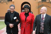 Achmat Dangor, CEO of the Nelson Mandela Foundation, with Winnie Madikizela Mandela and Nick Binedell