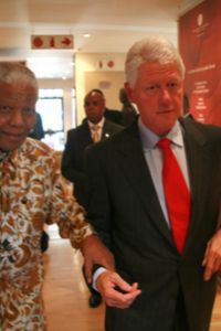 Nelson Mandela with Bill Clinton