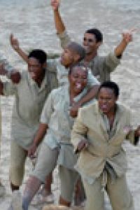 Prisoners on Robben Island (movie still)