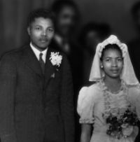 Nelson Mandela and Evelyn Mase at the wedding of Walter and Albertina Sisulu in 1944