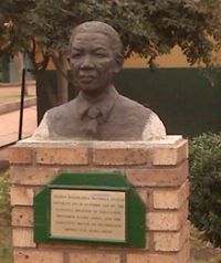 Bust of Nelson Mandela at the Nelson Rolihlahla Primary School