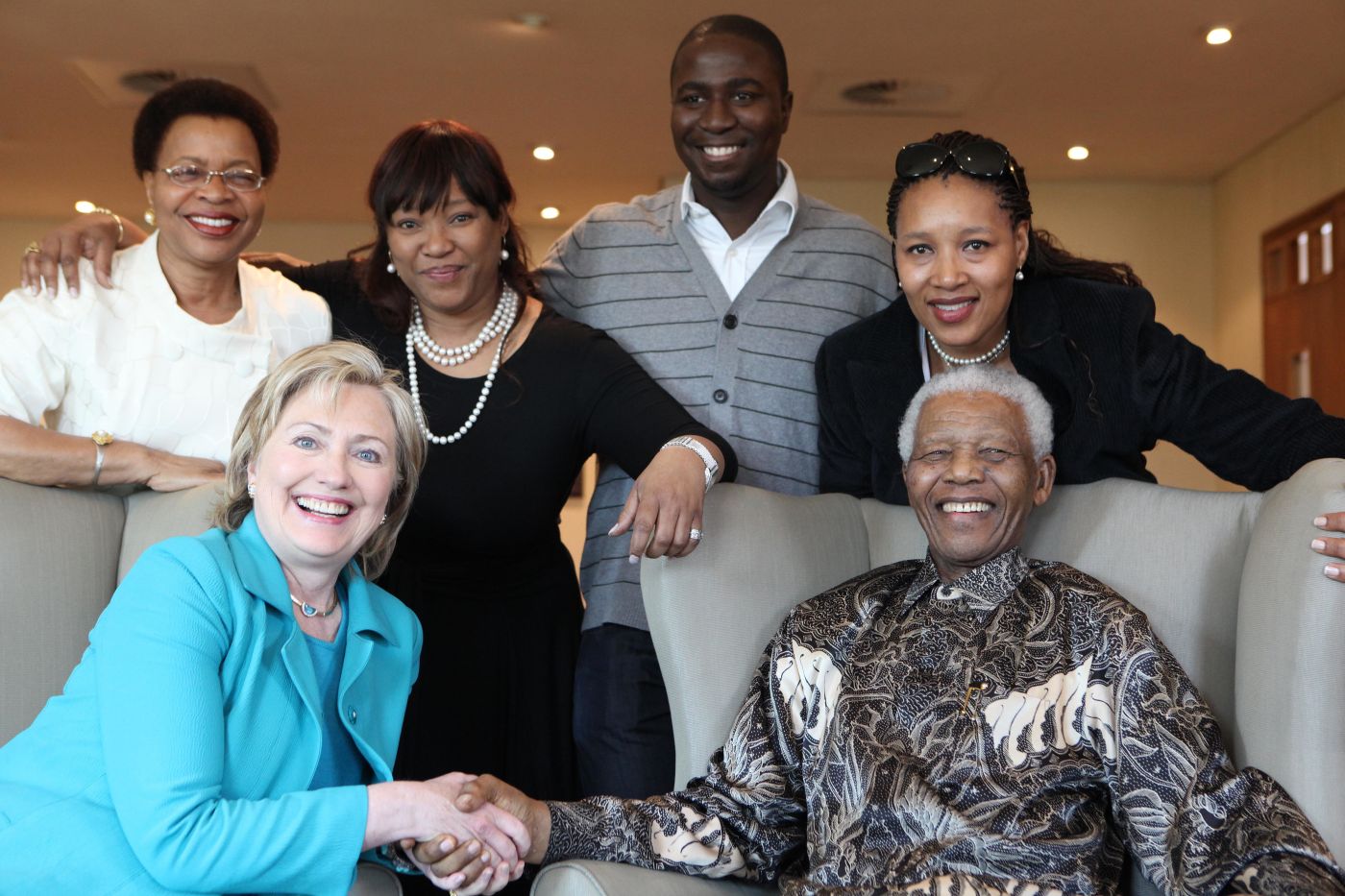 Nelson Mandela, Graca Machel, Zindzi and Zenani and others
