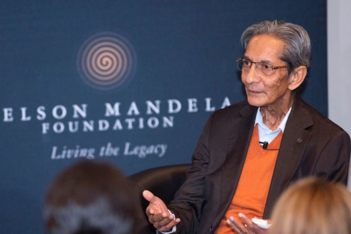 Achmat Dangor speaks at a Nelson Mandela Foundation event