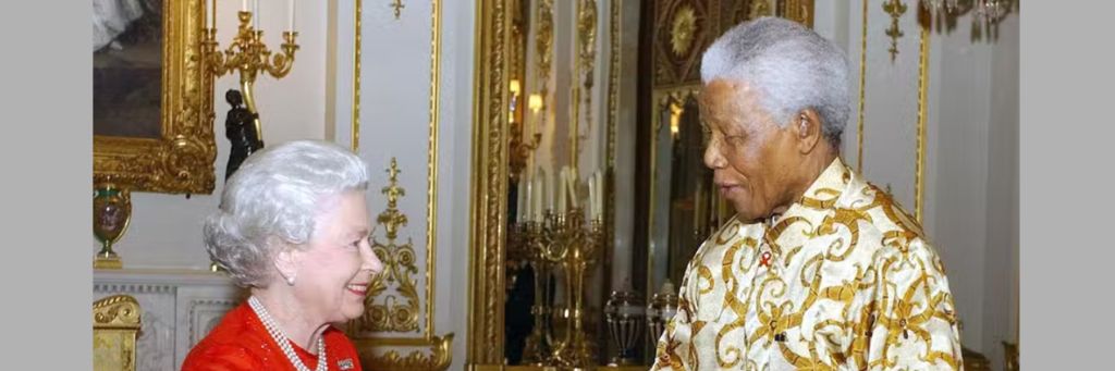 Nelson Mandela with Queen Elizabeth II